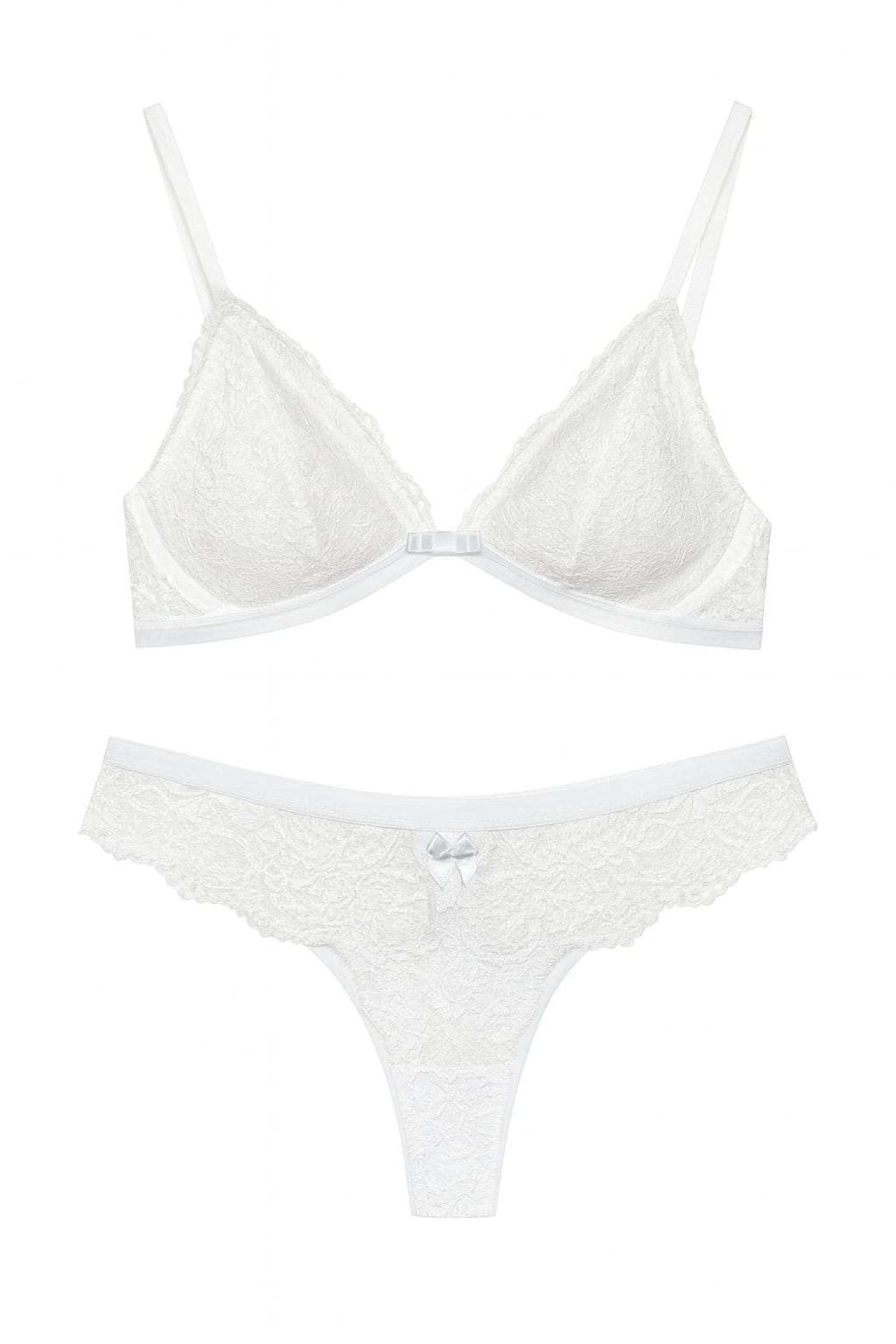 Lingerie RADIANCE em Renda Branca com Lacinho de Cetim