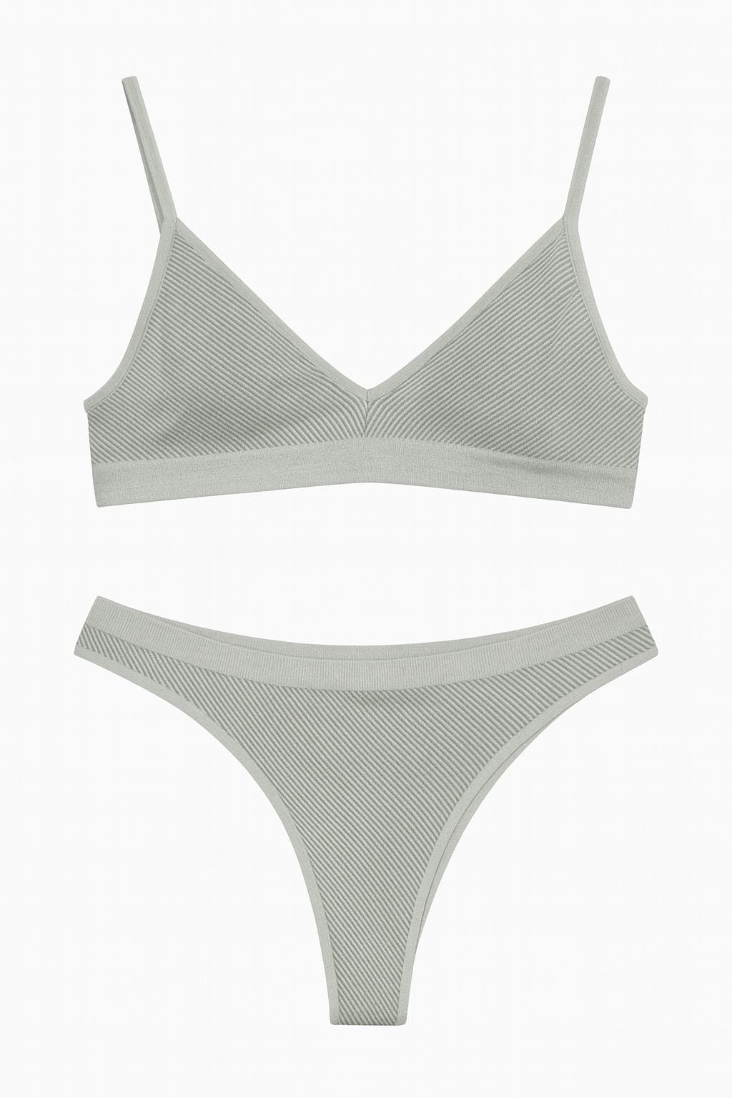 Conjunto LUA LUA Top Seamless Canelado Cinza Claro