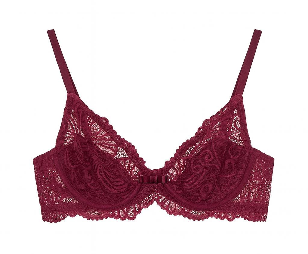 Lingerie RIVANNA em Renda Bordô com Aro