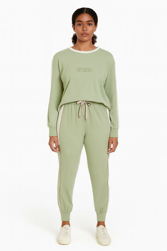 Pijama LUA LUA Jogger Be Your Verde com Listras Brancas