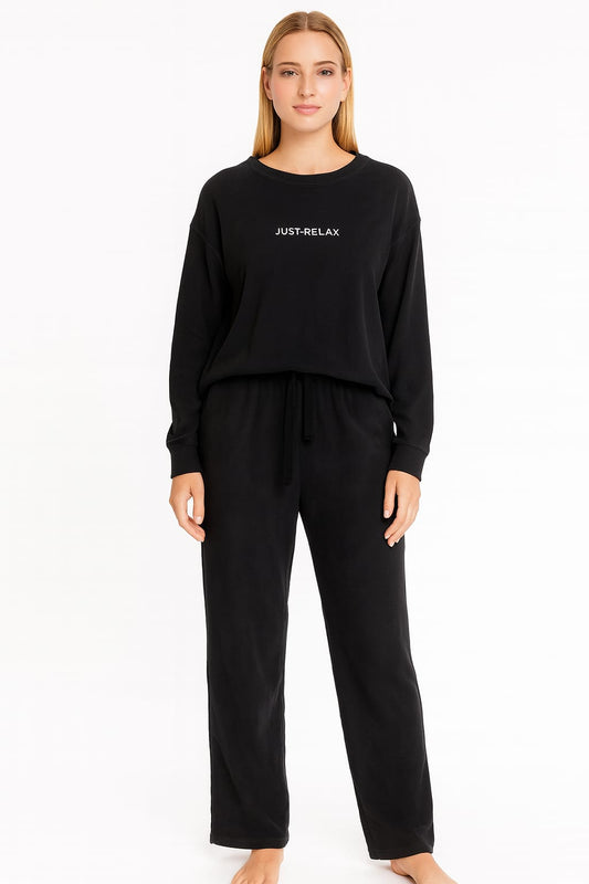 Pijama LUA LUA Comfort Just Relax Preto Peludinho