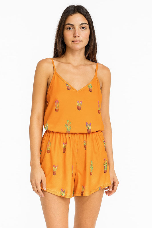 Pijama LUA LUA Laranja com Estampa de Cactos