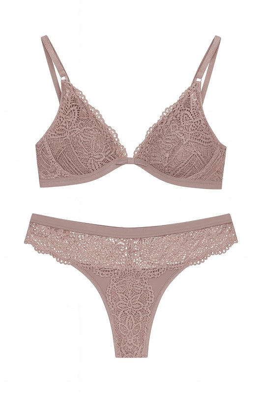 Lingerie ELEGANCE em Renda Nude Rosado