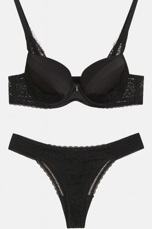 Lingerie BELLES Balconet Thais com Acetinado e Renda
