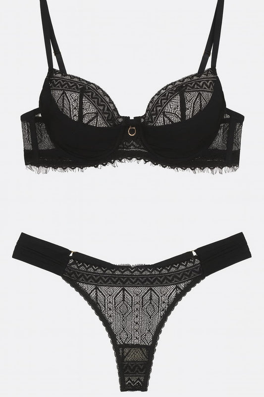 Lingerie BELLES Meia Taça Preta