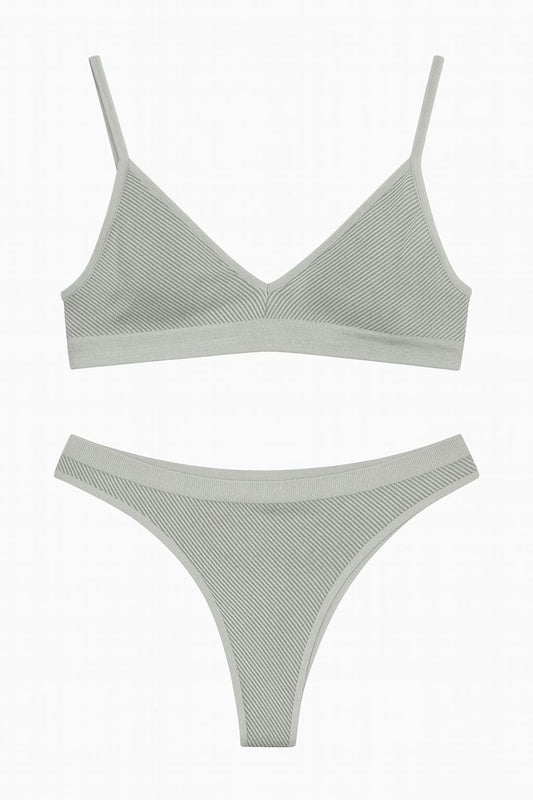 Conjunto LUA LUA Top Seamless Canelado Cinza Claro