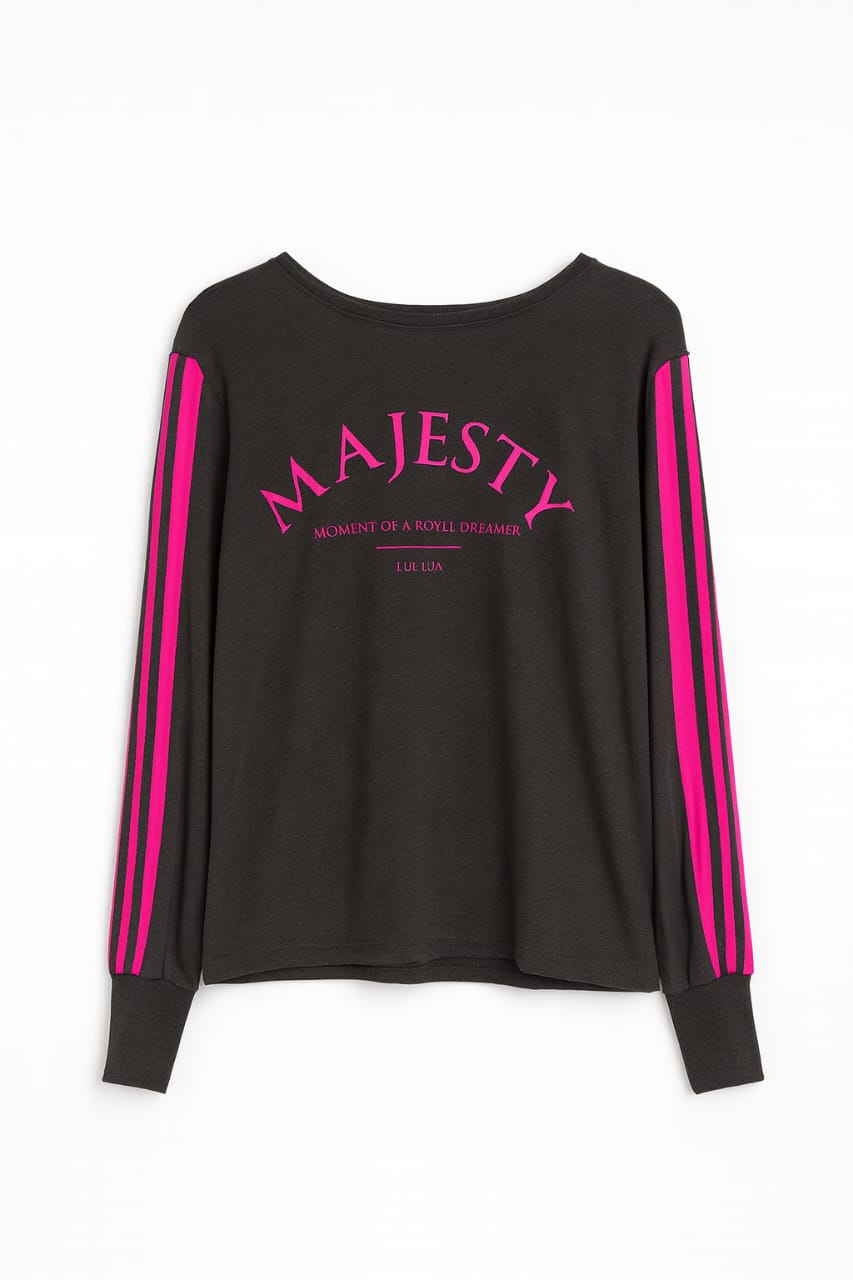 Pijama LUA LUA Jogger Magesty Marrom com Listras Rosa