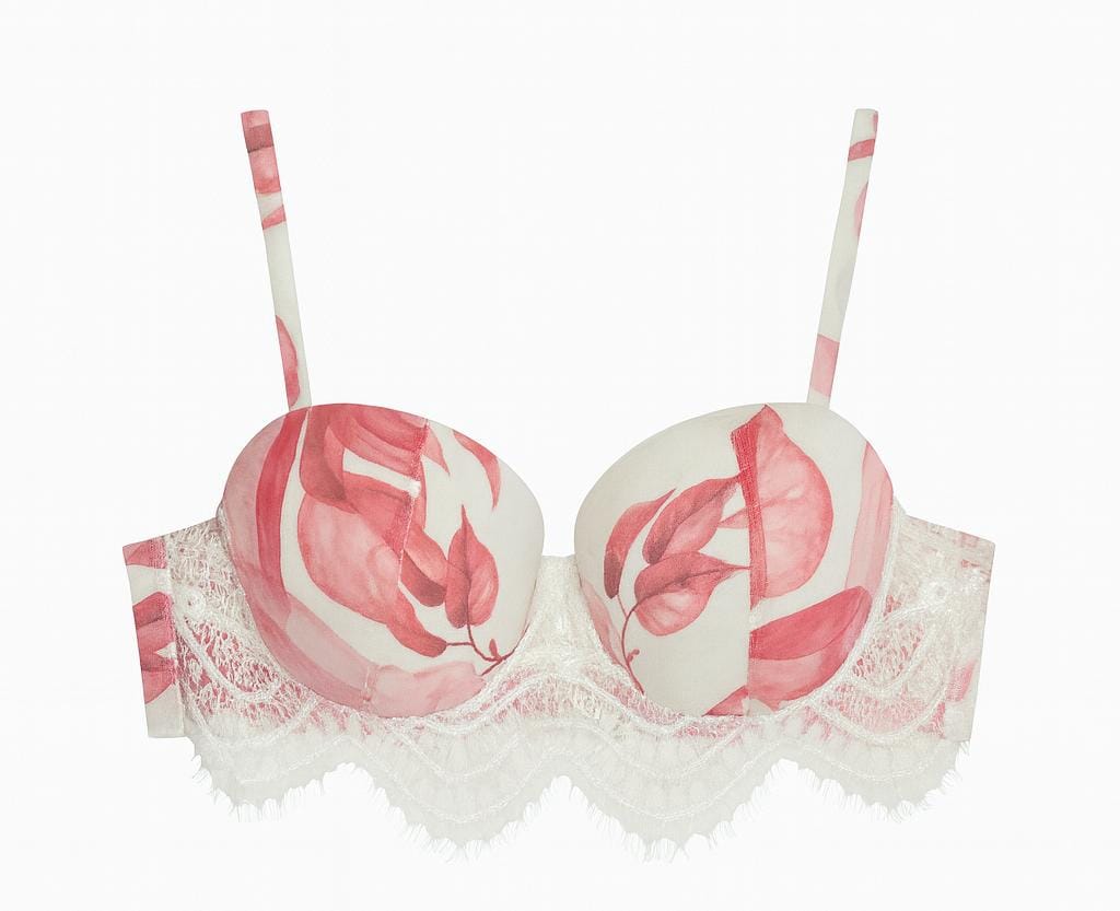 Lingerie BELLES Floral com Renda Branca