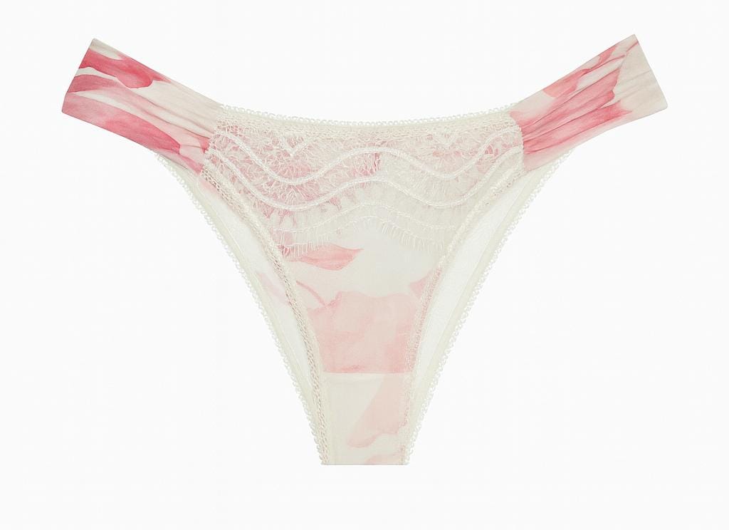 Lingerie BELLES Floral com Renda Branca