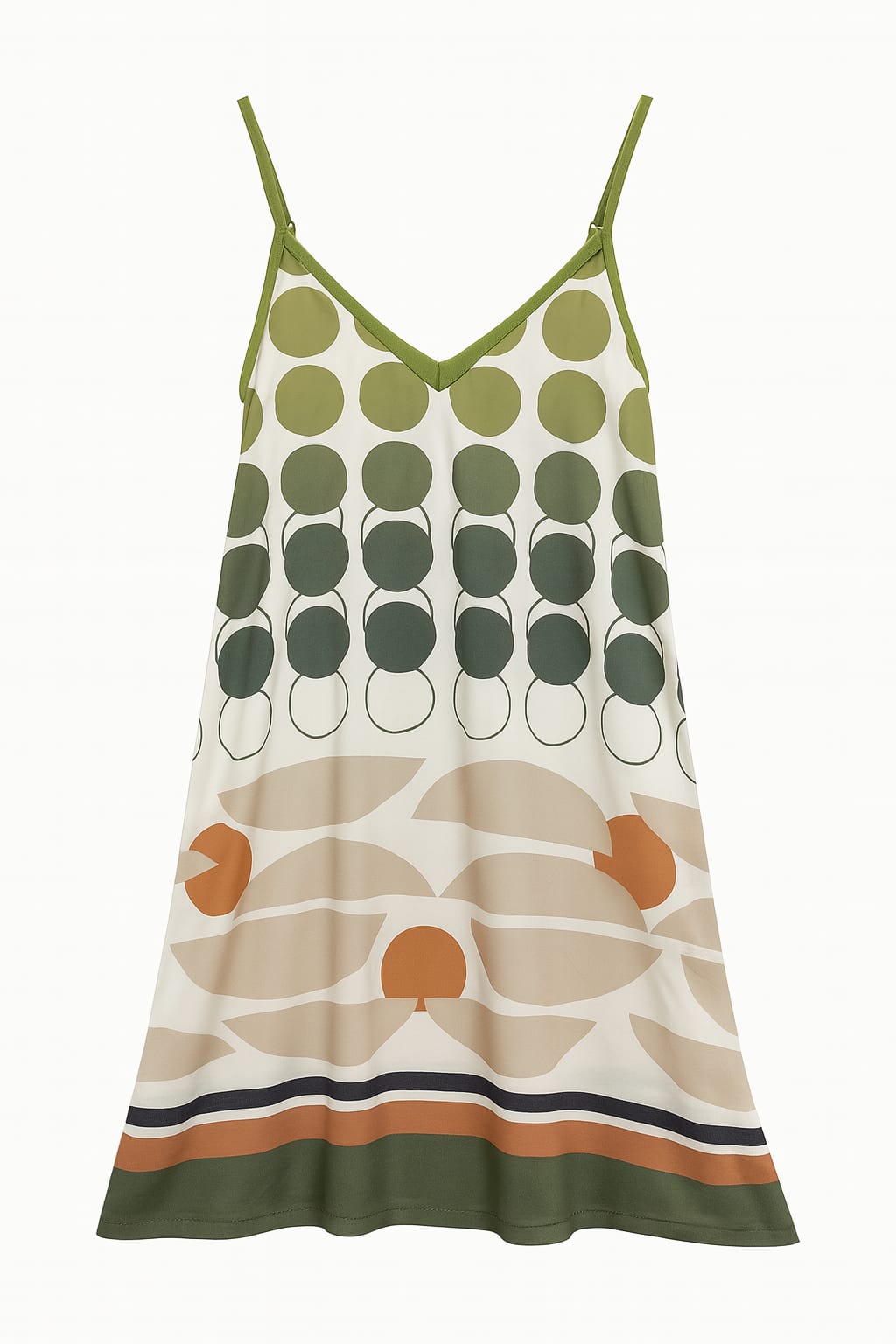 Camisola LUA LUA Retro com Estampa Geométrica Verde e Bege