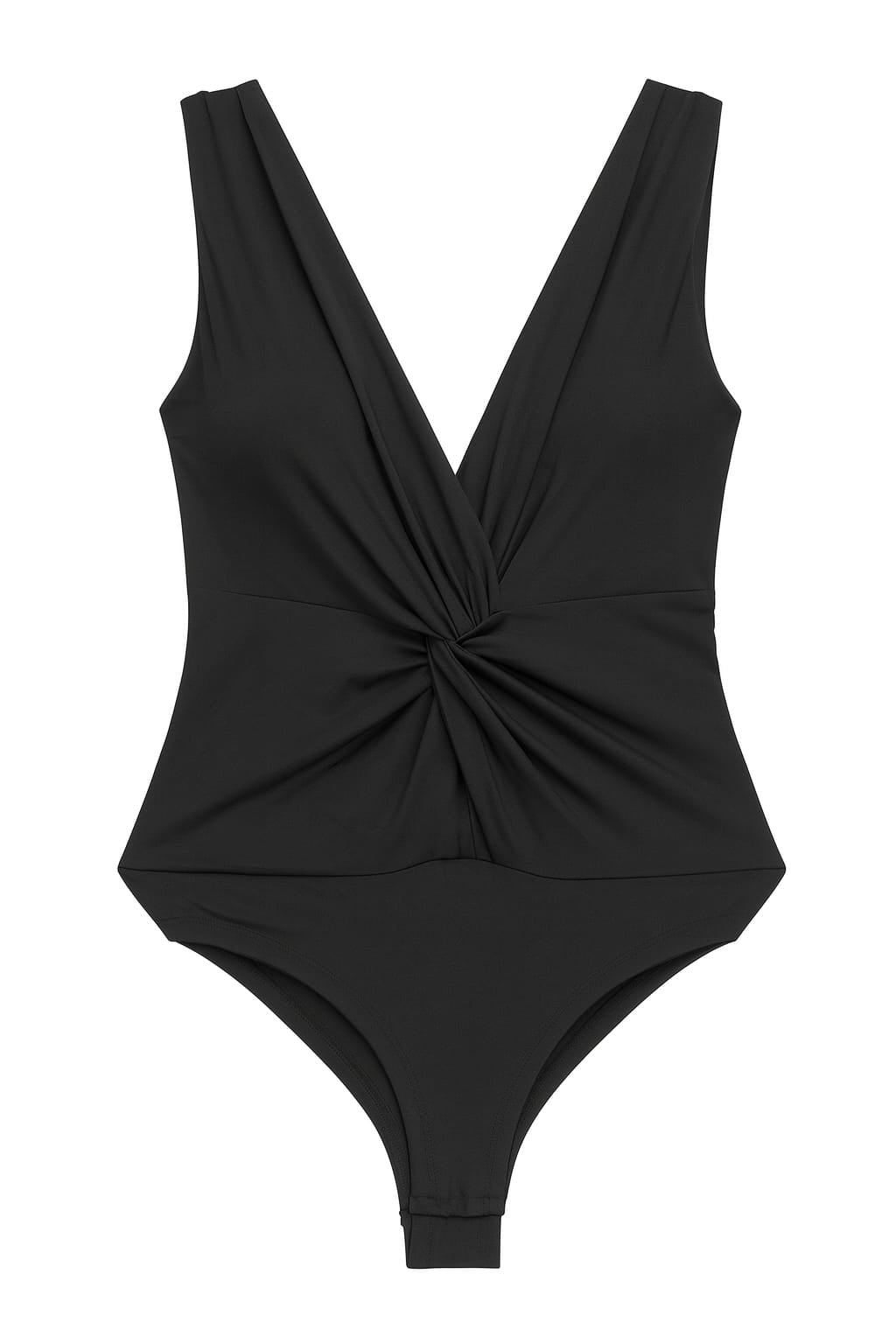 Body BELLES Preto Fechado com Decote Torcido